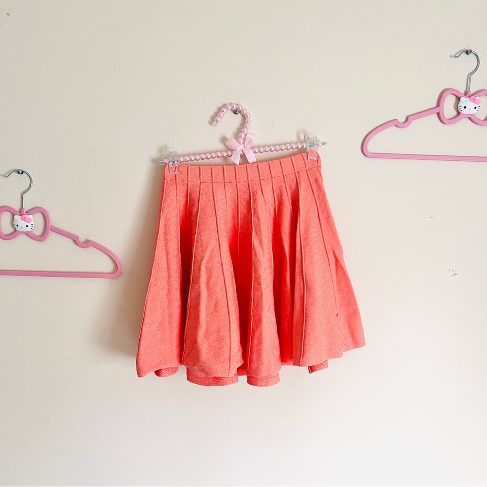 LIN Edition Limit Pleated Women's Skater Skirt in Peach Orange ⋆ PRE-LOVED ⋆